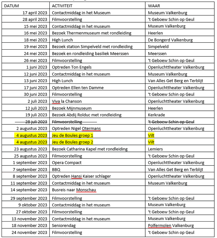 jaarprogramma mei 2023